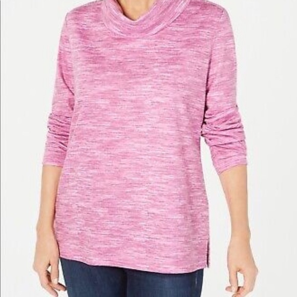 Karen Scott women’s Barbie hot pink space dyed top with cowl neck size medium - Picture 1 of 6